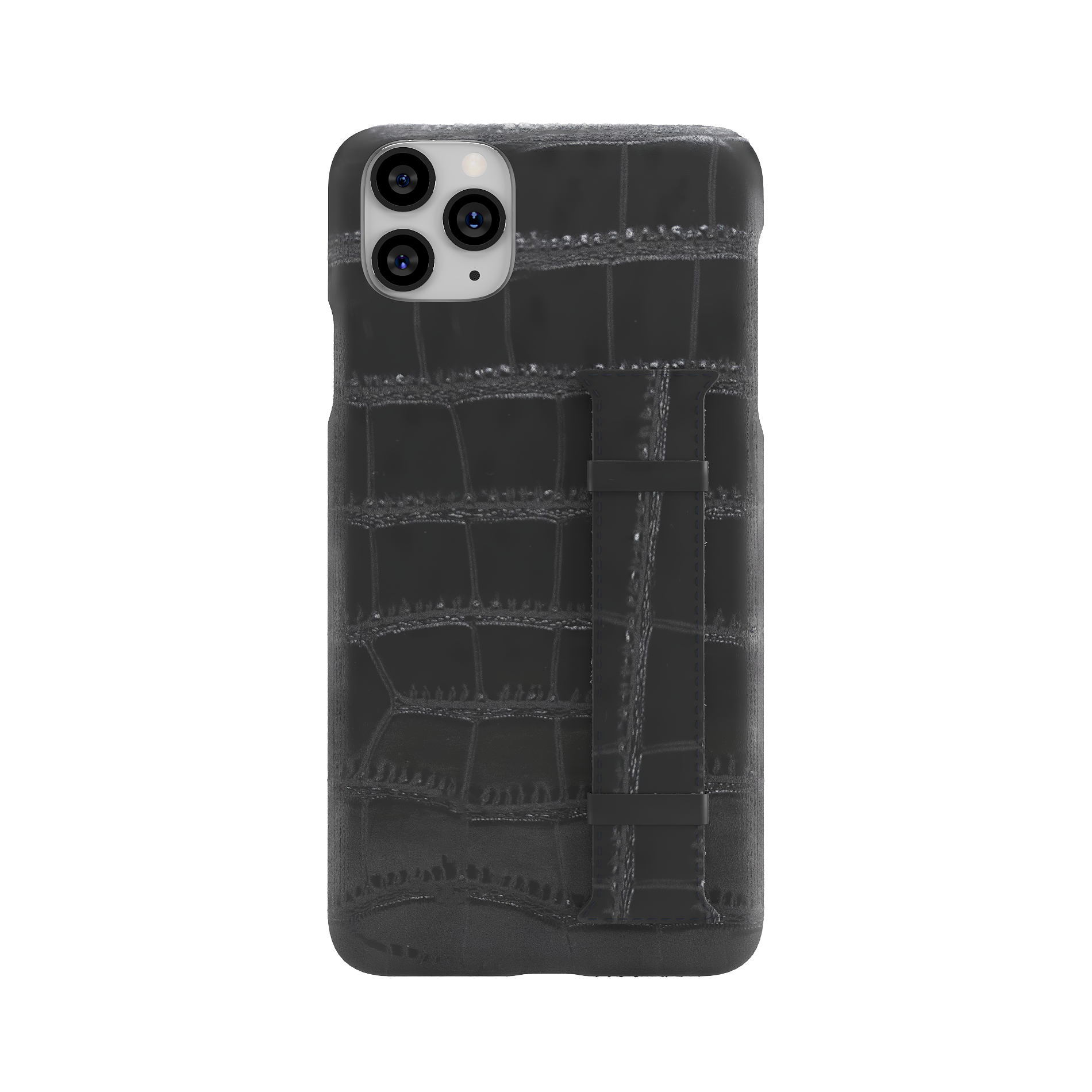 Black Leather Iphone Black Croc Iphone 11 Case Leather Finger Loop