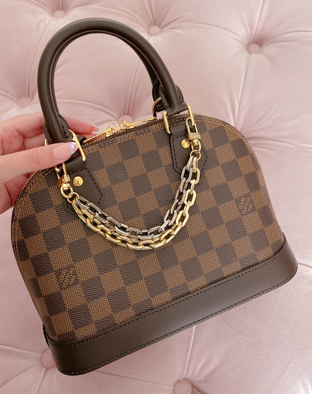 lv chunky gold chain purse strap