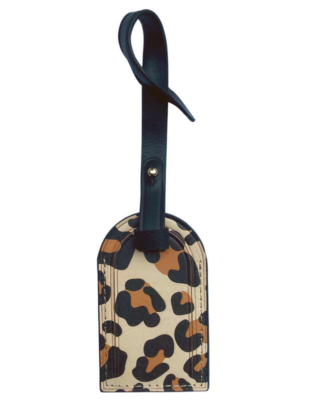Leopard Print Leather Luggage Tag Havre de Luxe