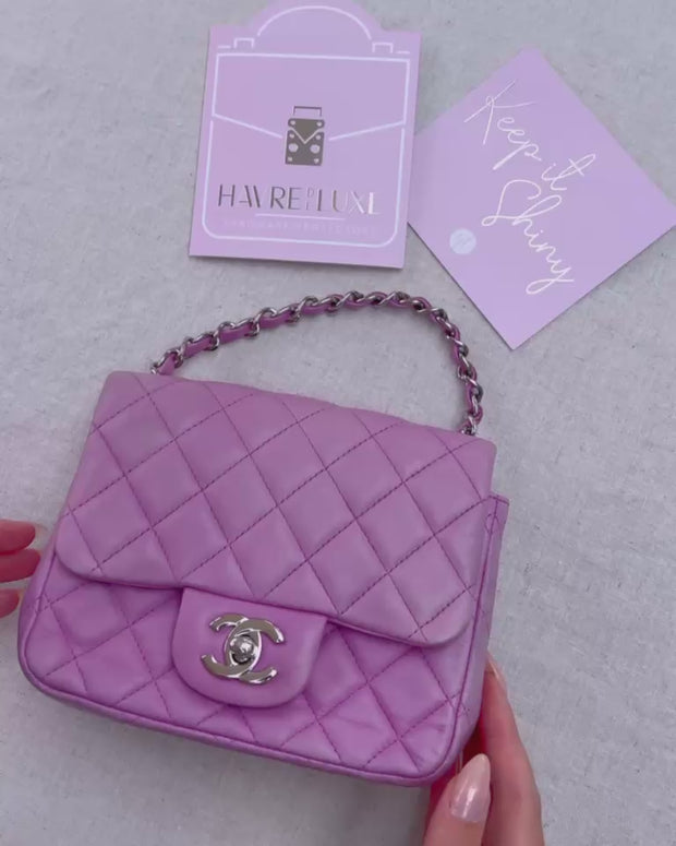 Chanel Matelasse East West Valentine Charms Lambskin Single Flap Double Chain Bag in Pink